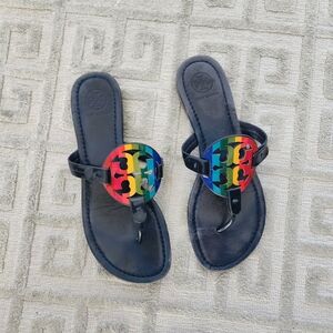 Tory Burch size 7.5 rainbow navy Millers